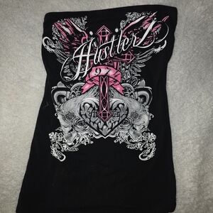 Hustler Hollywood Black Tube Top with White Accents